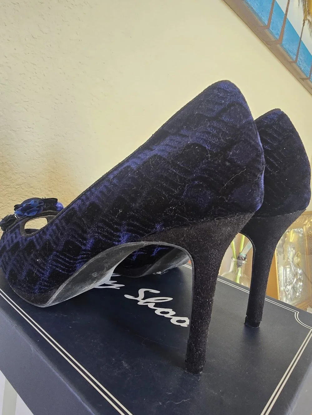 Ruby Shoo Women's Navy  Peep-Toe Heels
